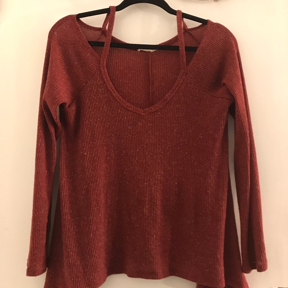Red Sweater Long Sleeve Top